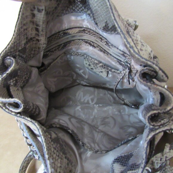 Michael Kors Gray Snakeskin Silver Hardware Large Hamilton Bag - Picture 10 of 15
